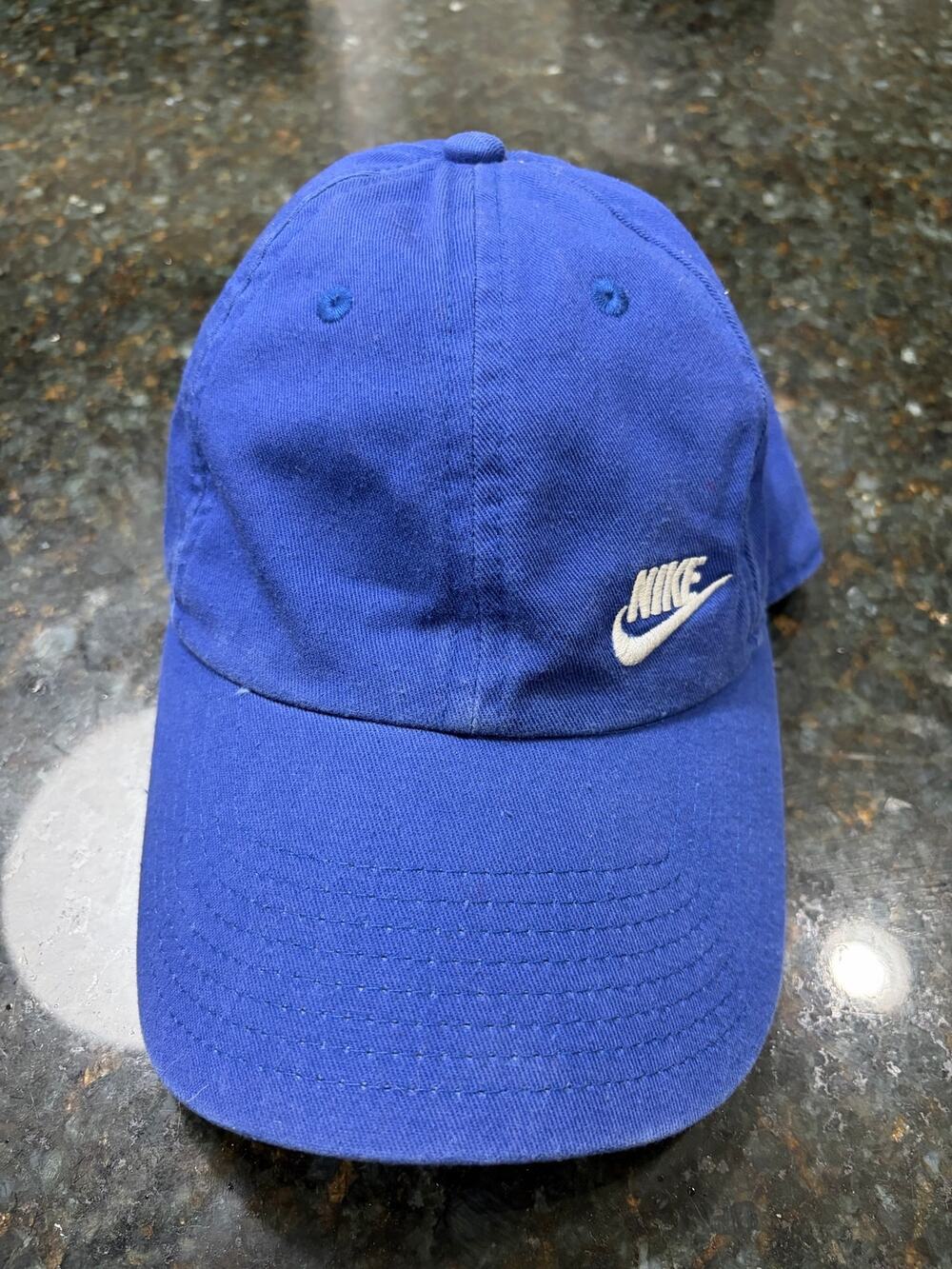 Vintage Nike Heritage 86 Blue White Swoosh Strapback Hat Cap One Size